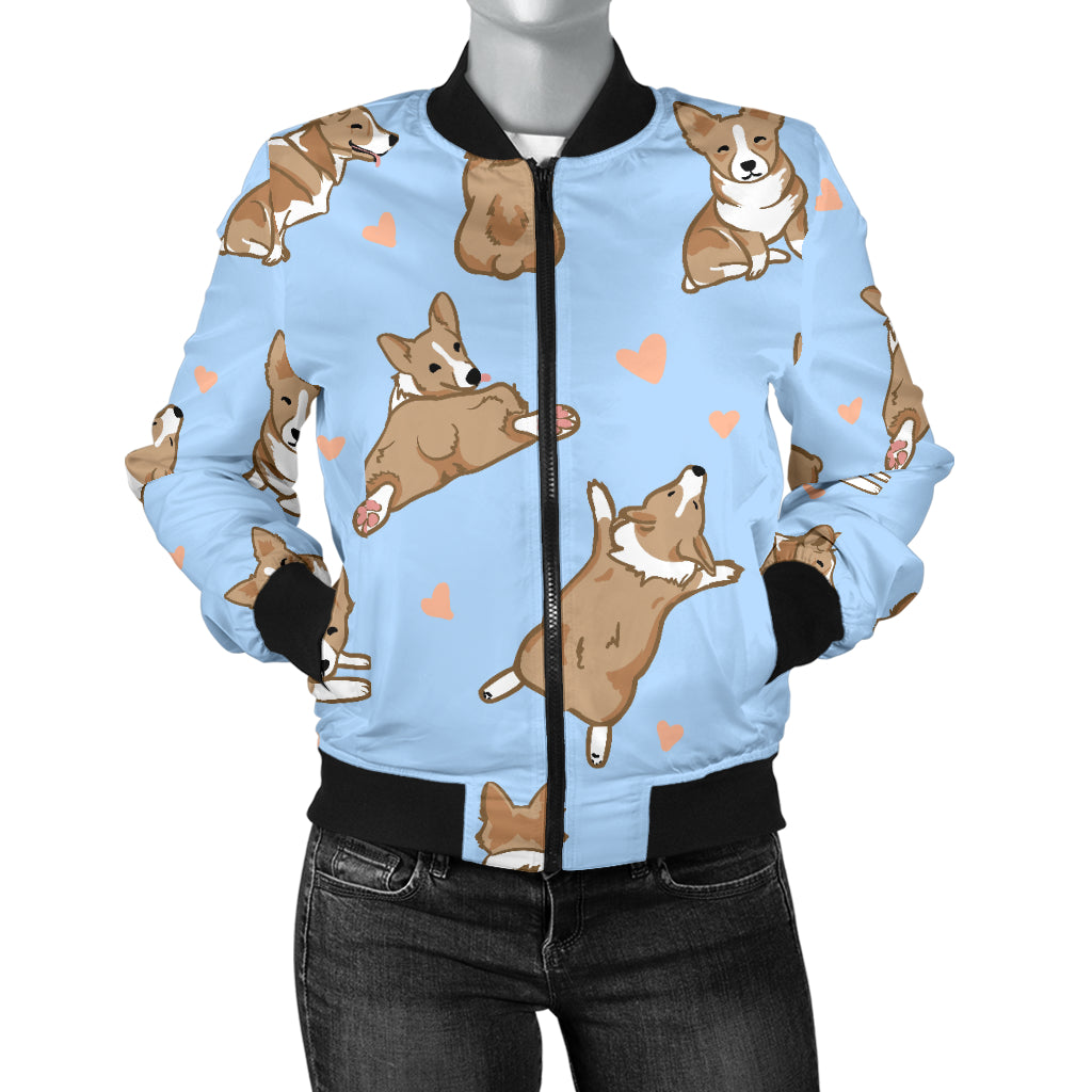 Pembroke Welsh Corgis Pattern Print Design A05 Women's Bomber Jacket