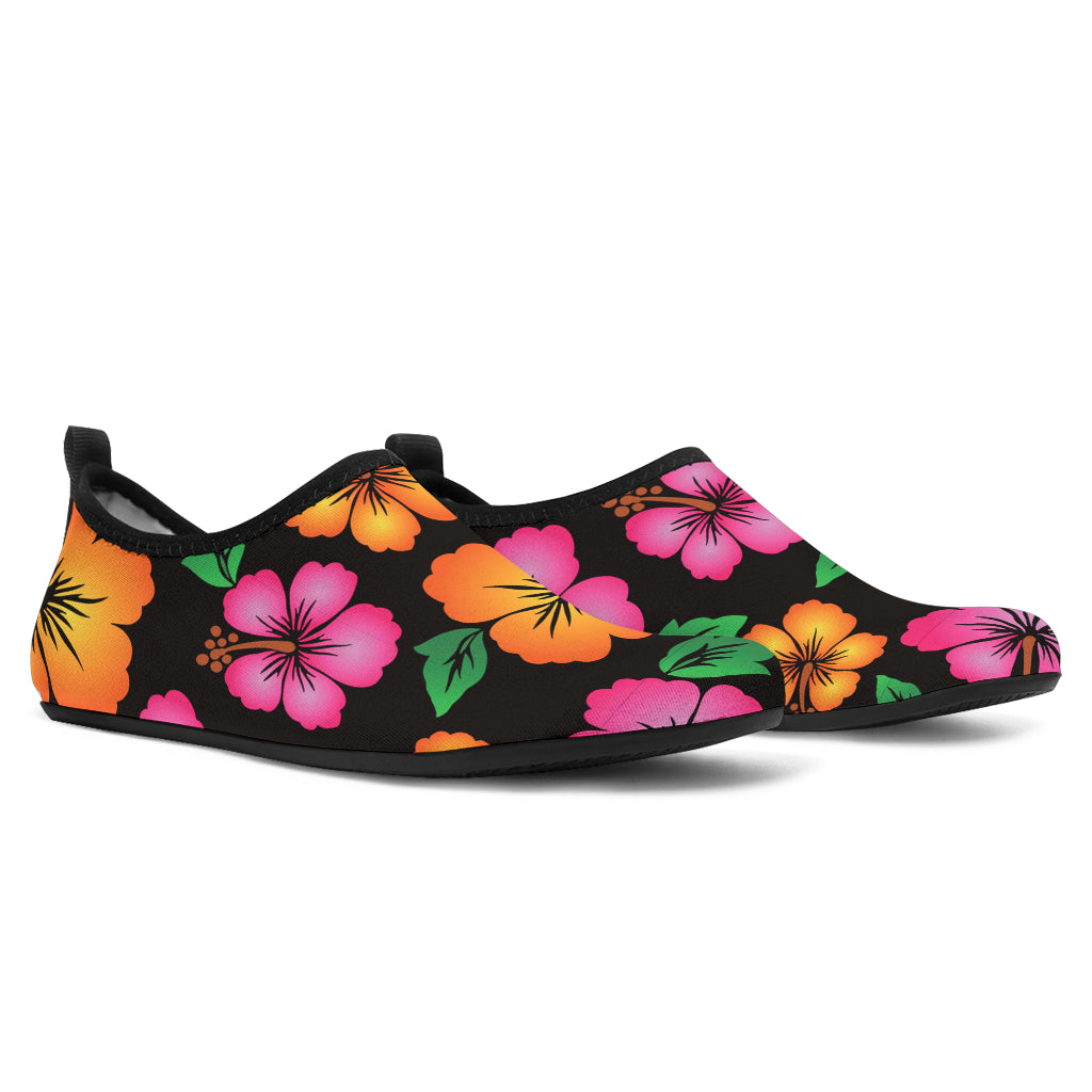 Hibiscus Pattern Print Design HB029 Aqua Water Shoes