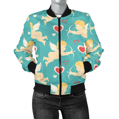 Cupid Pattern Print Design 01 Women's Bomber Jacket