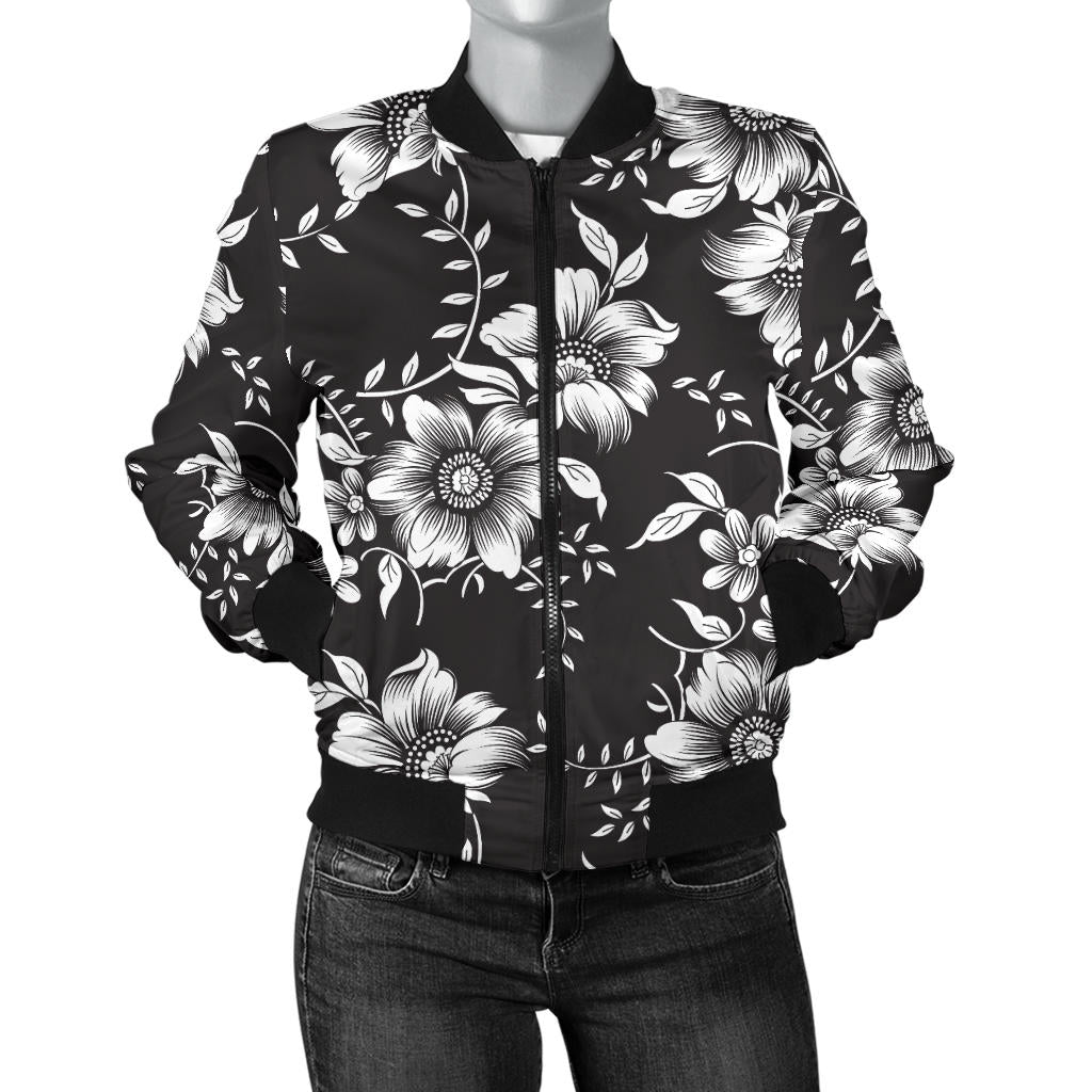 Gerberas Pattern Print Design GB02 Women Bomber Jacket