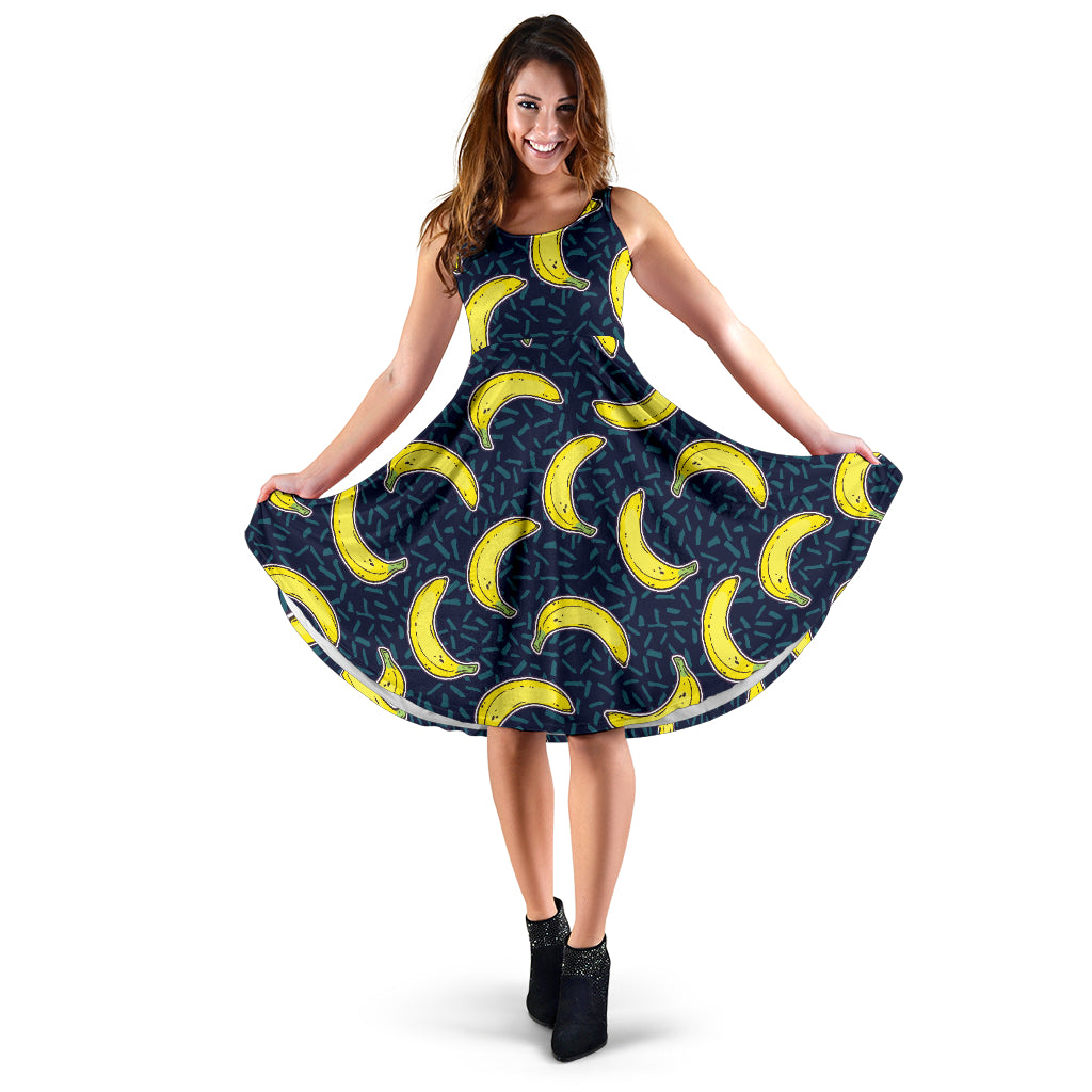 Banana Pattern Print Design BA09 Midi Dress