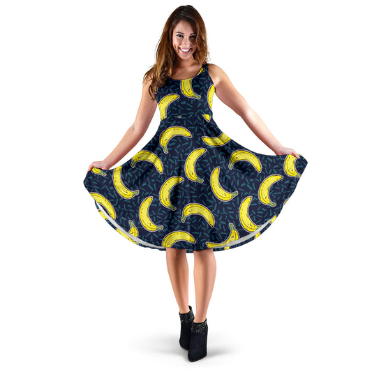 Banana Pattern Print Design BA09 Midi Dress