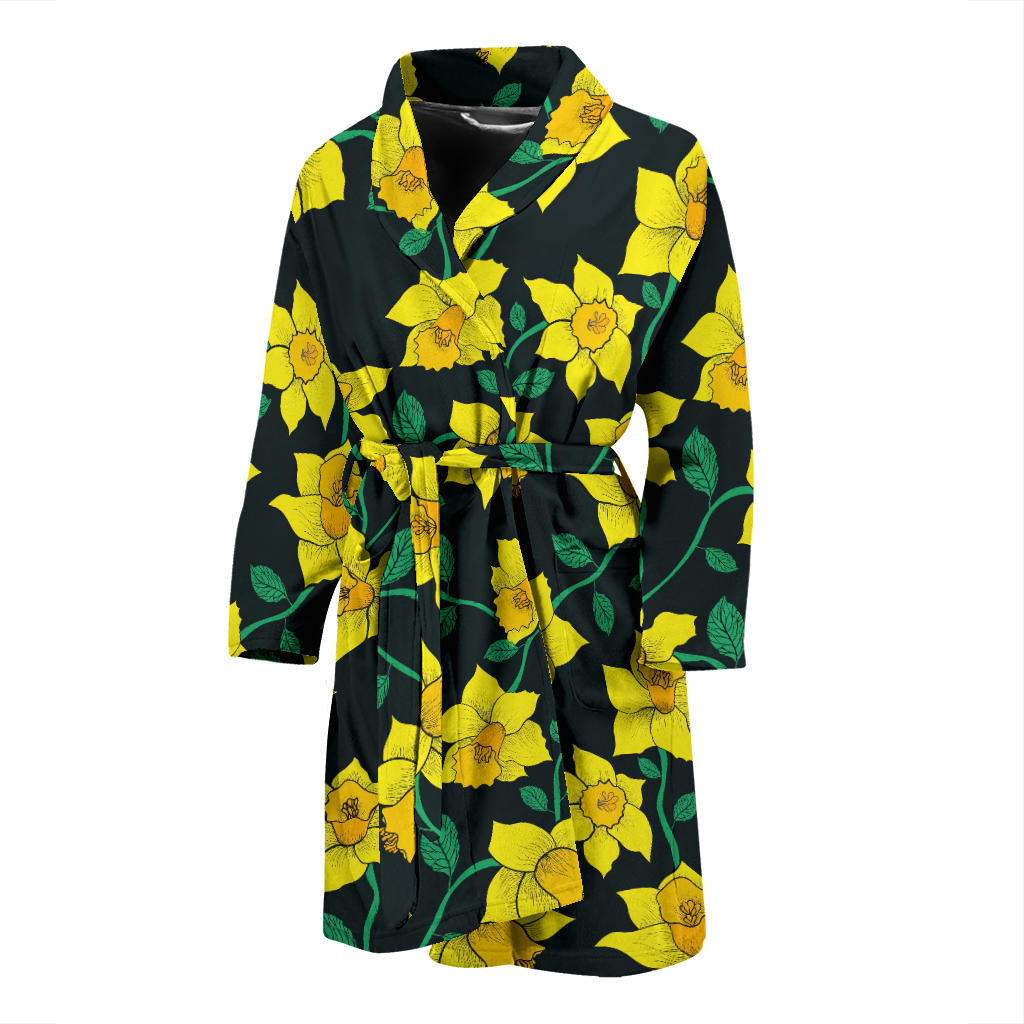 Daffodils Pattern Print Design DF03 Men Bathrobe