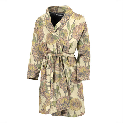 Dahlia Pattern Print Design DH09 Men Bathrobe