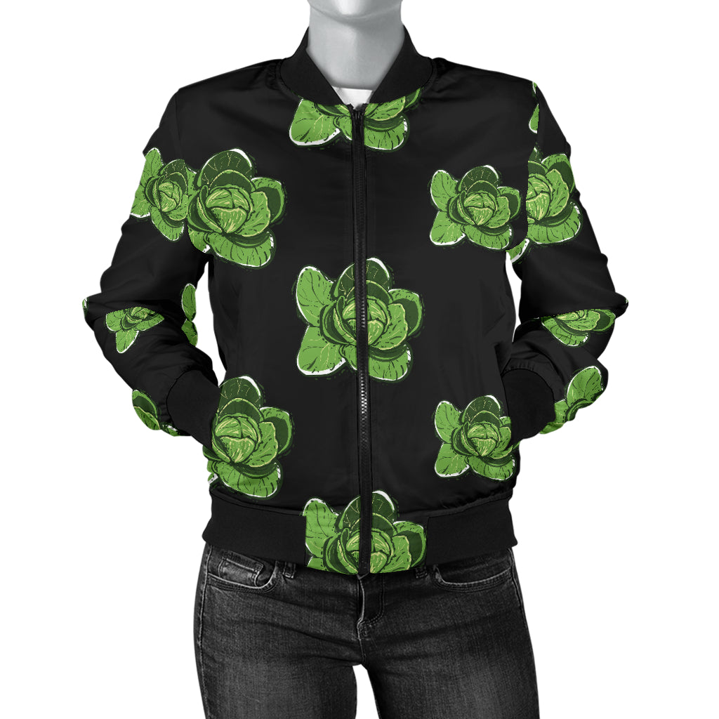 Cabbage Pattern Print Design 03 Women's Bomber Jacket