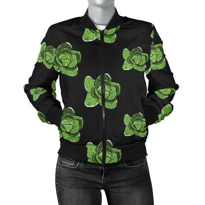 Cabbage Pattern Print Design 03 Women's Bomber Jacket