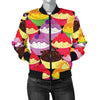 Cupcake Pattern Print Design CP02 Women Bomber Jacket