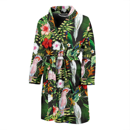 Tropical Flower Pattern Print Design TF03 Men Bathrobe
