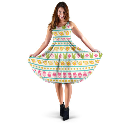 Easter Eggs Pattern Print Design RB016 Midi Dress