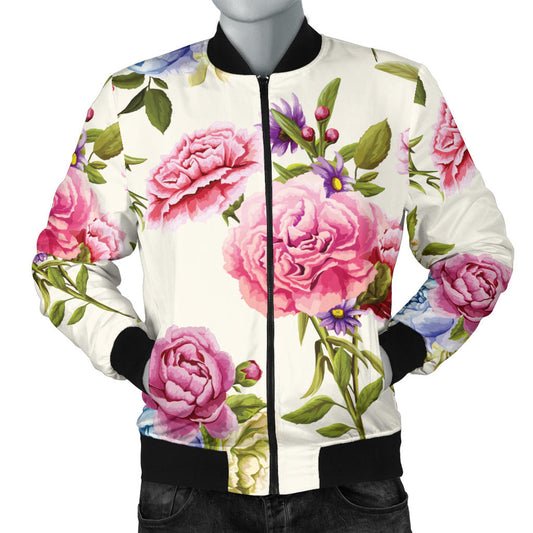 Carnations Pattern Print Design CN02 Men Bomber Jacket