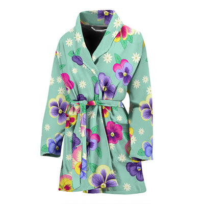 Pansy Pattern Print Design PS08 Women Bathrobe