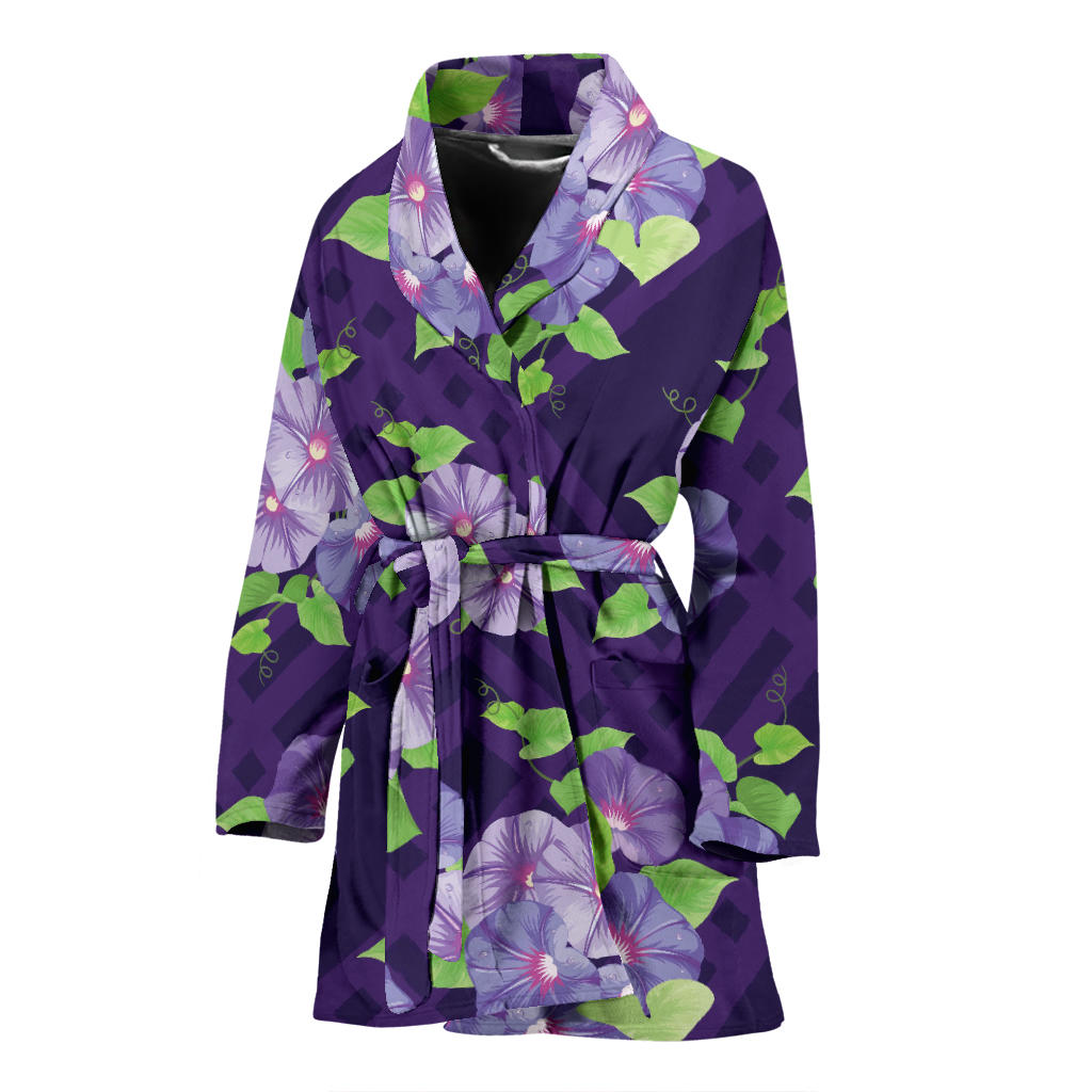 Morning Glory Pattern Print Design MG03 Women Bathrobe