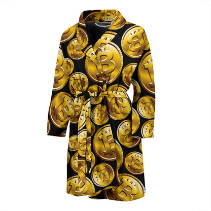 Bitcoin Pattern Print Design DO05 Men Bathrobe