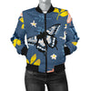 Monarch Butterfly Pattern Print Design 02 Women's Bomber Jacket