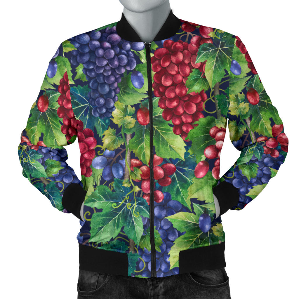 Grape Pattern Print Design GP02 Men Bomber Jacket