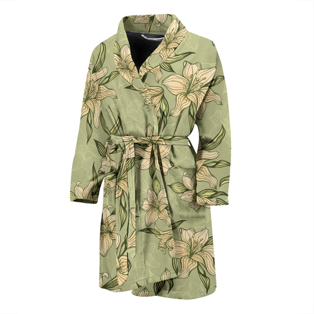 Lily Pattern Print Design LY06 Men Bathrobe