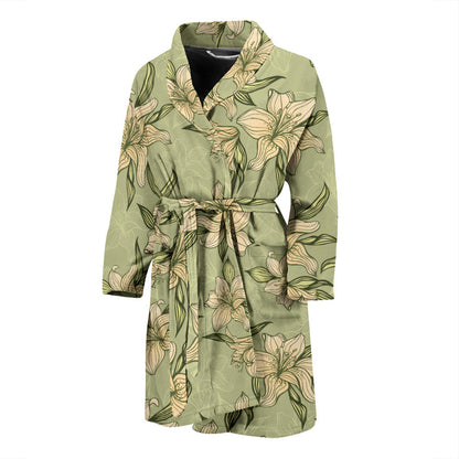 Lily Pattern Print Design LY06 Men Bathrobe