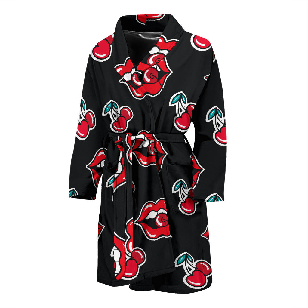 Cherry Pattern Print Design CH04 Men Bathrobe