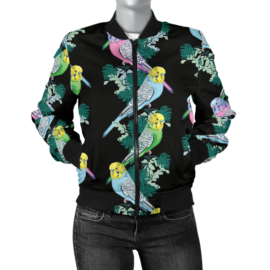Budgerigar Pattern Print Design 03 Women's Bomber Jacket