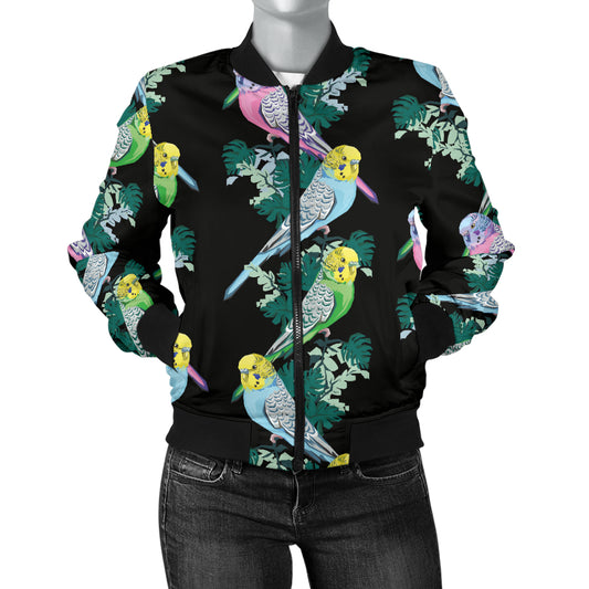 Budgerigar Pattern Print Design 03 Women's Bomber Jacket