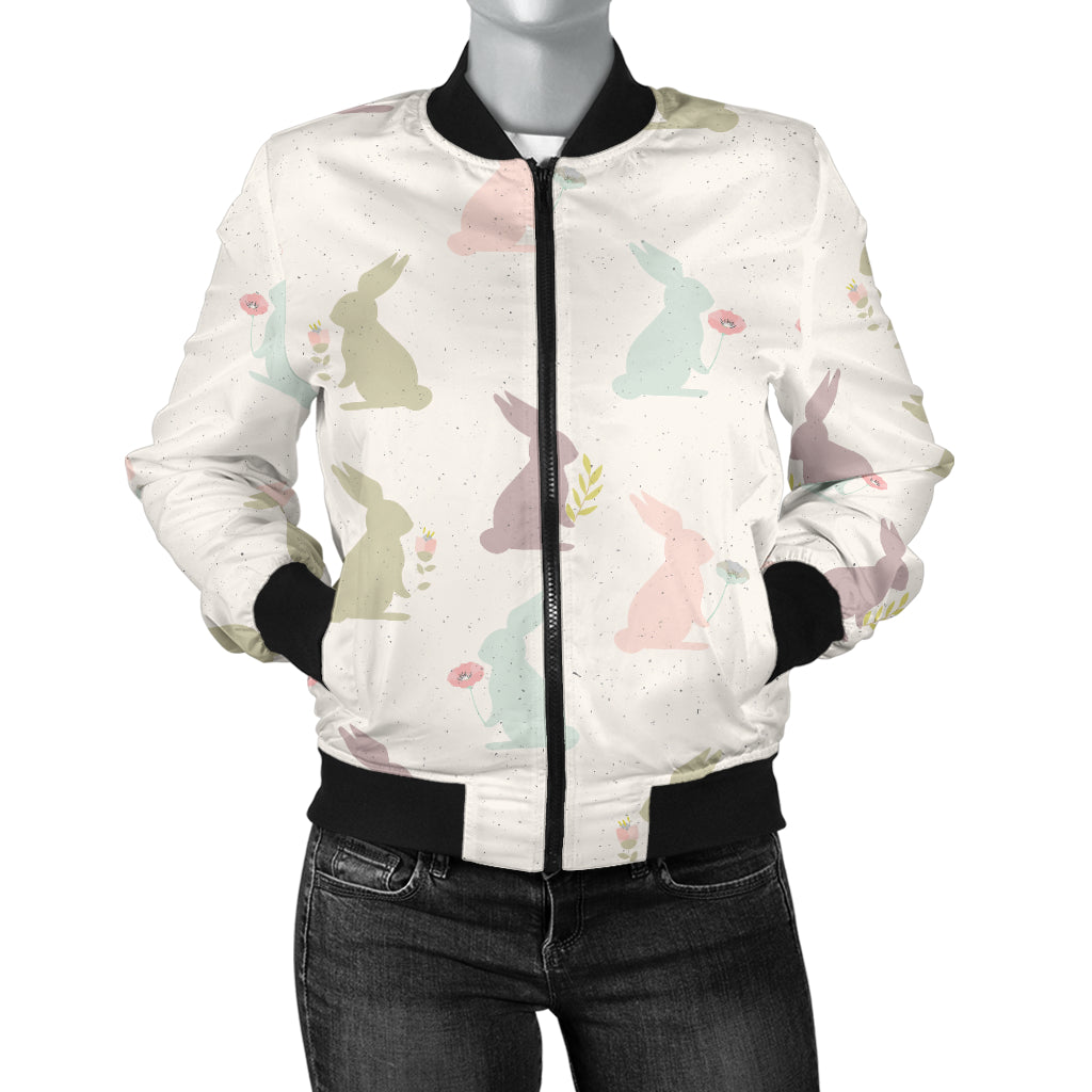 Bunny Pattern Print Design 05 Women's Bomber Jacket