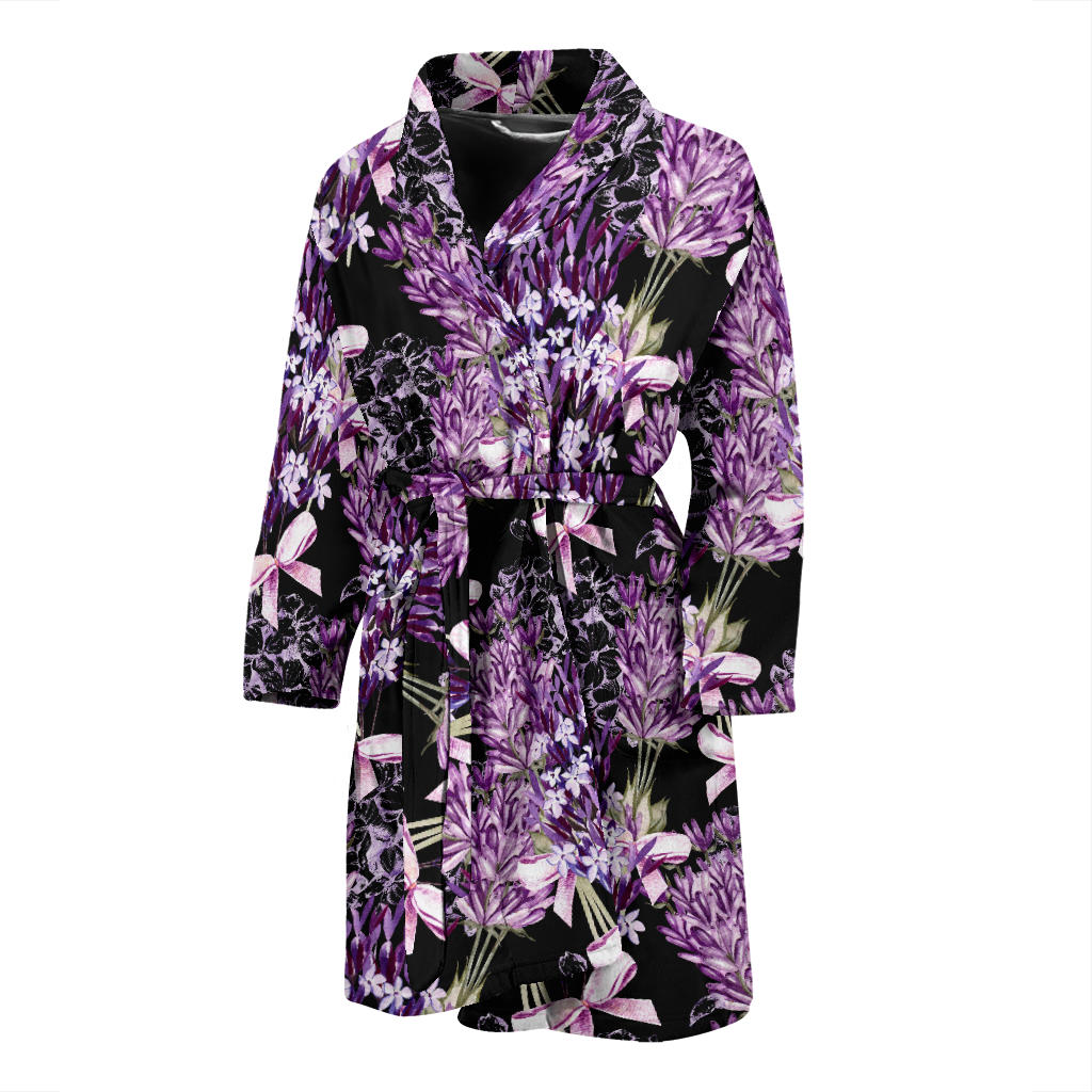 Lavender Pattern Print Design LV06 Men Bathrobe