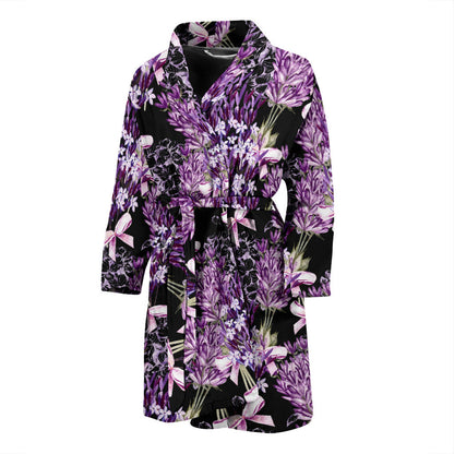 Lavender Pattern Print Design LV06 Men Bathrobe