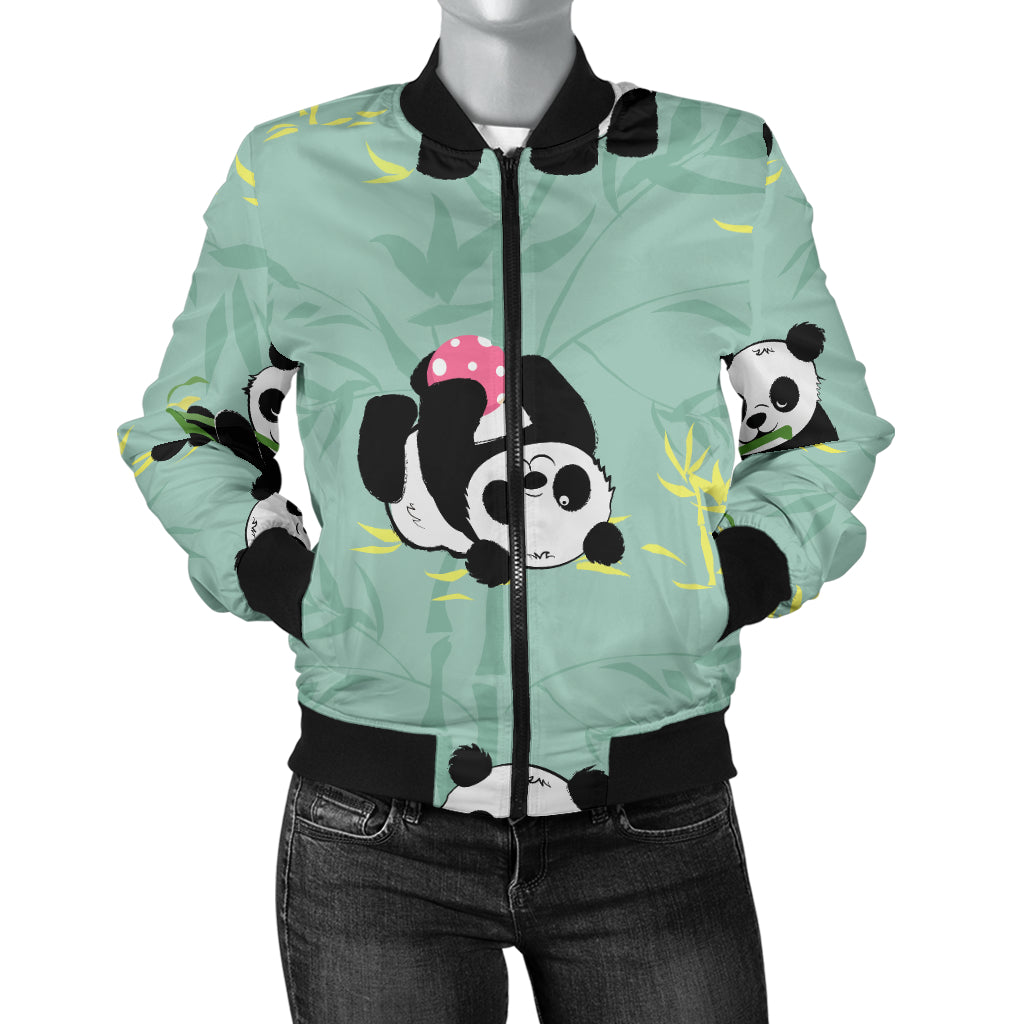 Panda Pattern Print Design A05 Women's Bomber Jacket