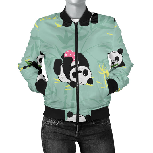 Panda Pattern Print Design A05 Women's Bomber Jacket