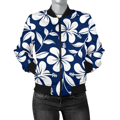 Hibiscus Pattern Print Design HB031 Women Bomber Jacket