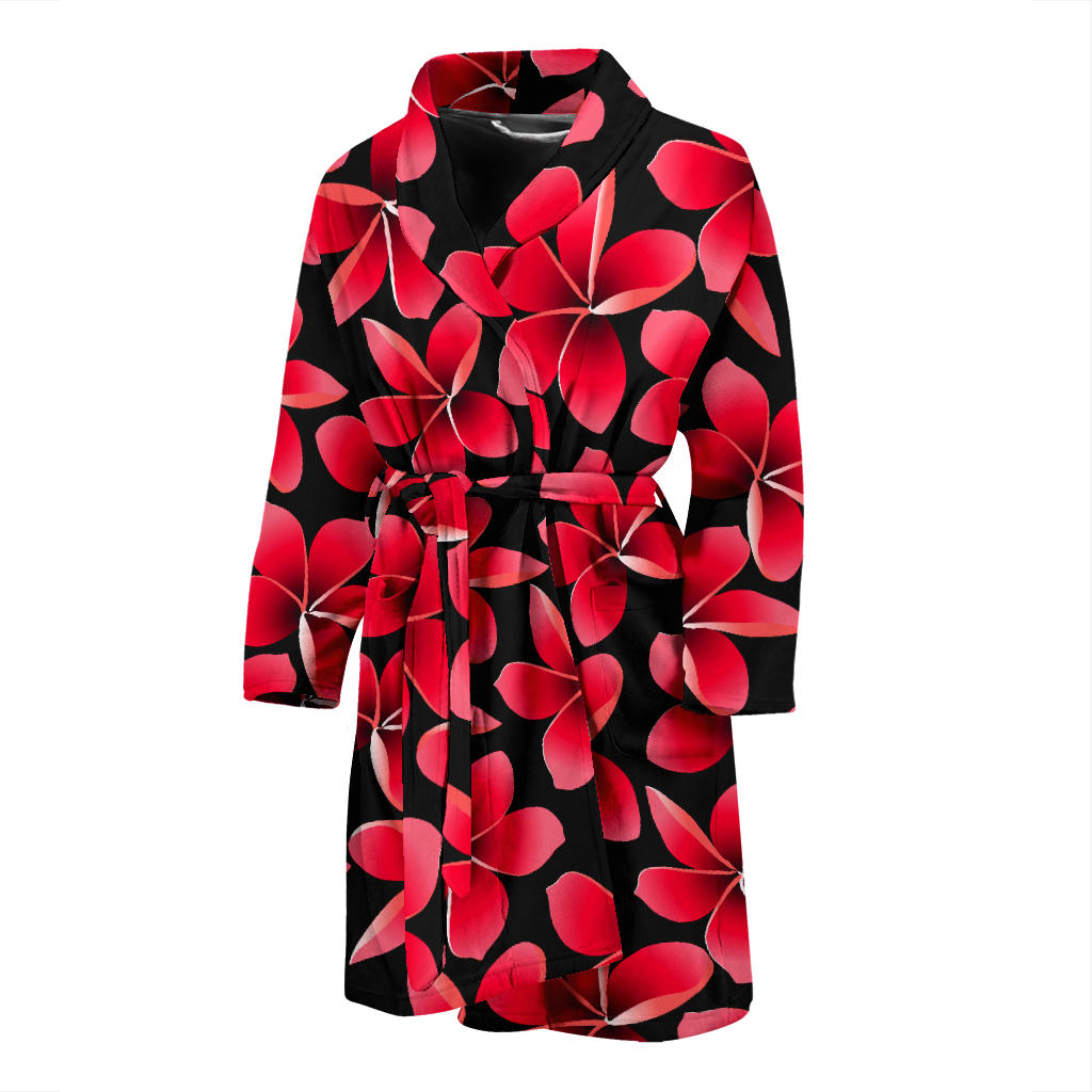 Red Plumeria Pattern Print Design PM025 Men Bathrobe
