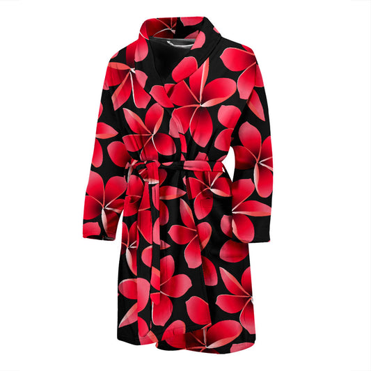 Red Plumeria Pattern Print Design PM025 Men Bathrobe
