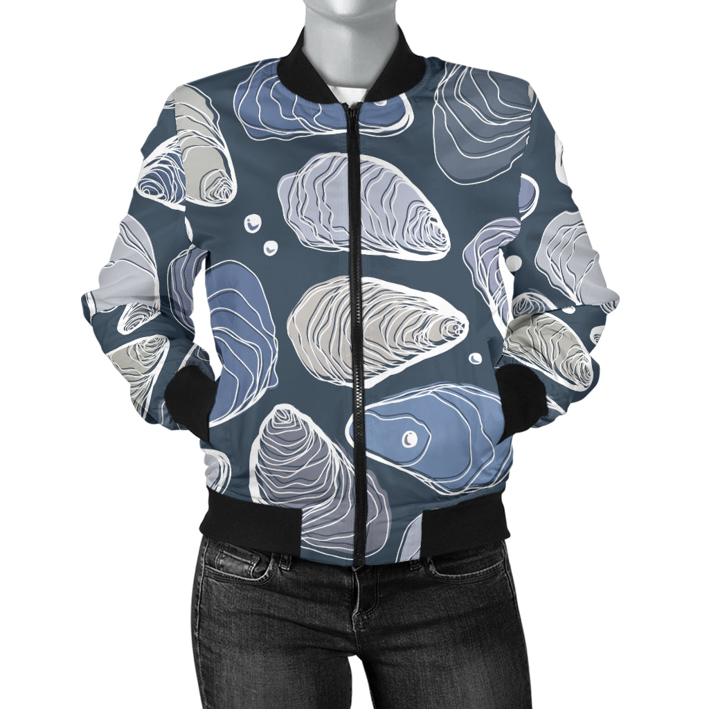 Oyster Pattern Print Design 02 Women's Bomber Jacket