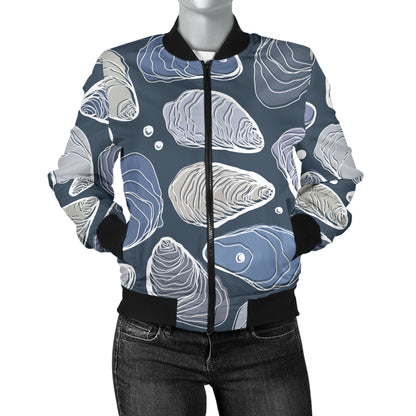 Oyster Pattern Print Design 02 Women's Bomber Jacket