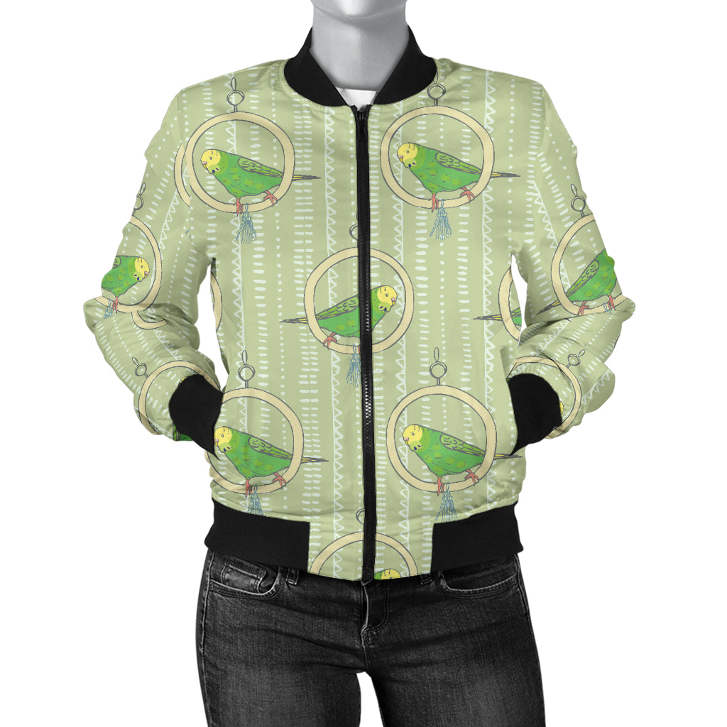 Budgerigar Pattern Print Design 02 Women's Bomber Jacket