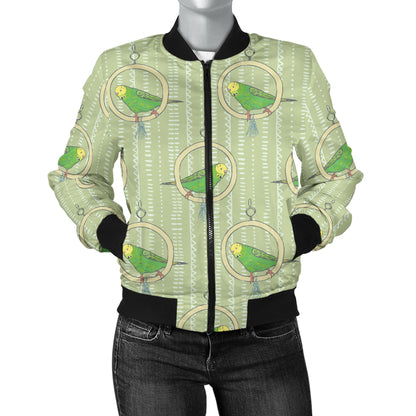 Budgerigar Pattern Print Design 02 Women's Bomber Jacket