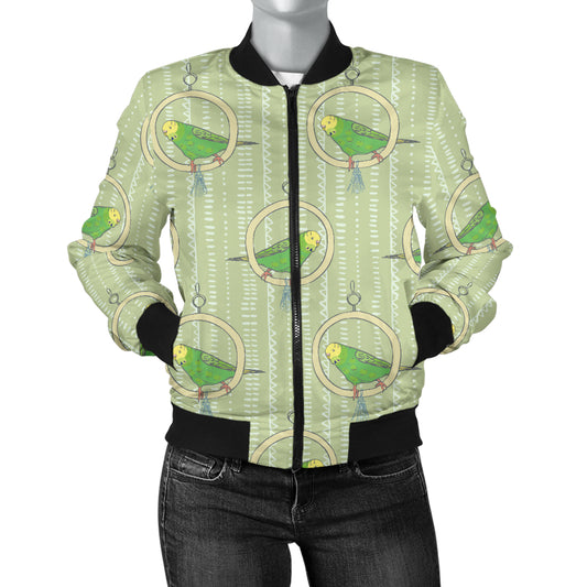 Budgerigar Pattern Print Design 02 Women's Bomber Jacket