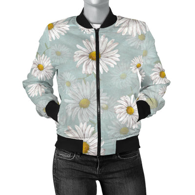 Daisy Pattern Print Design DS012 Women Bomber Jacket