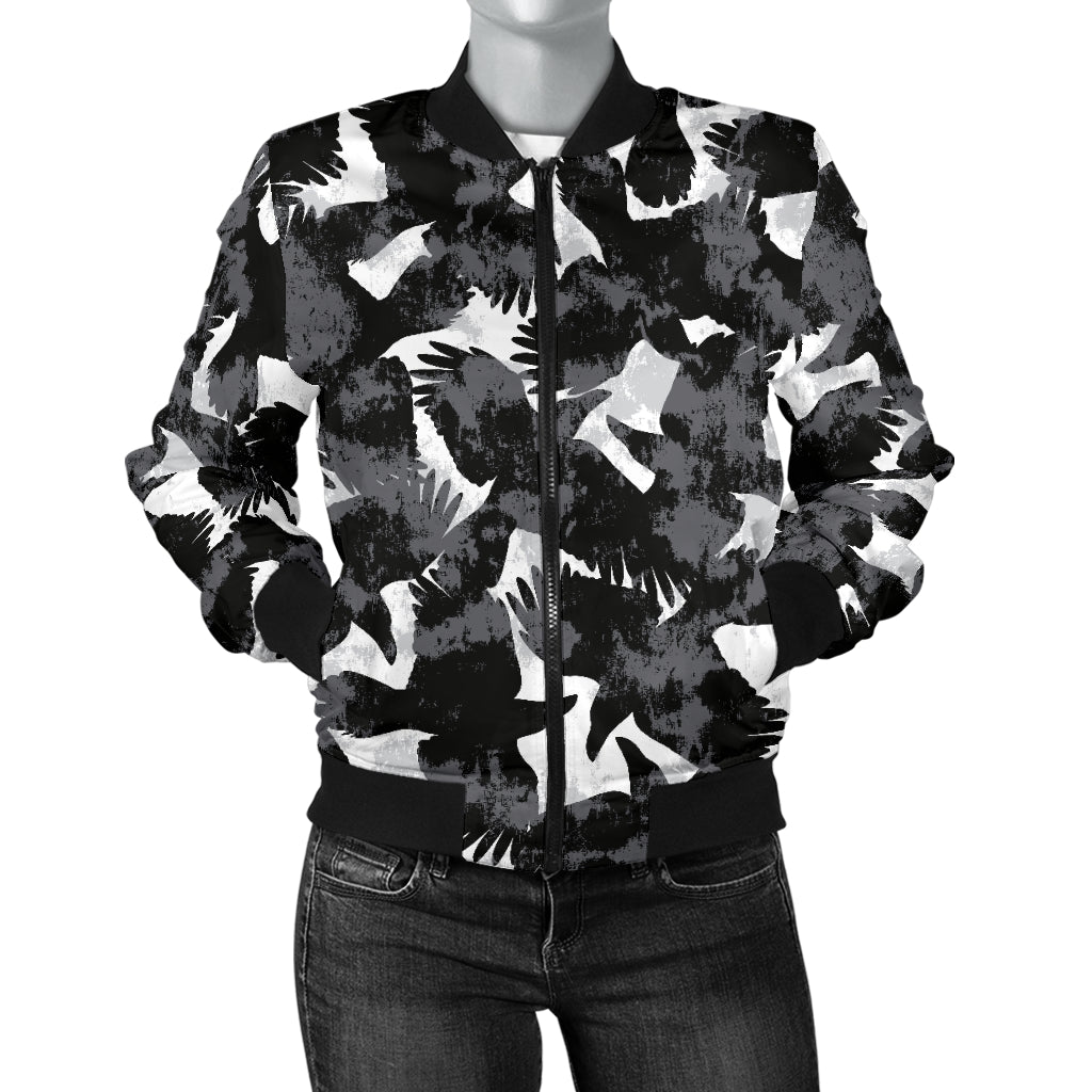 Crow Pattern Print Design 01 Women's Bomber Jacket
