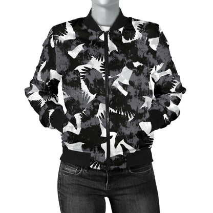 Crow Pattern Print Design 01 Women's Bomber Jacket