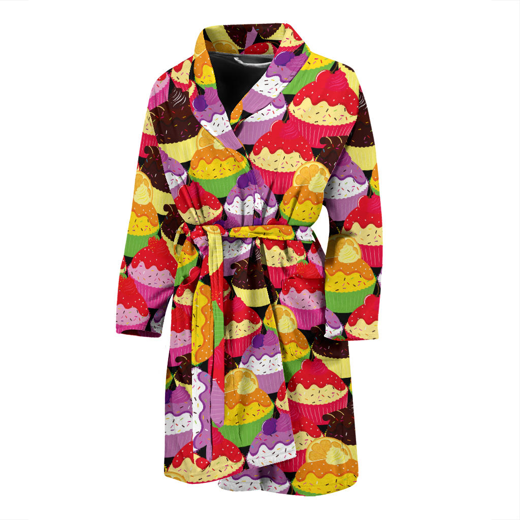 Cupcake Pattern Print Design CP02 Men Bathrobe