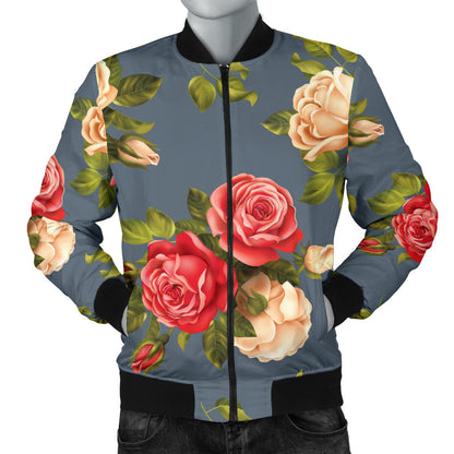 Rose Pattern Print Design RO017 Men Bomber Jacket