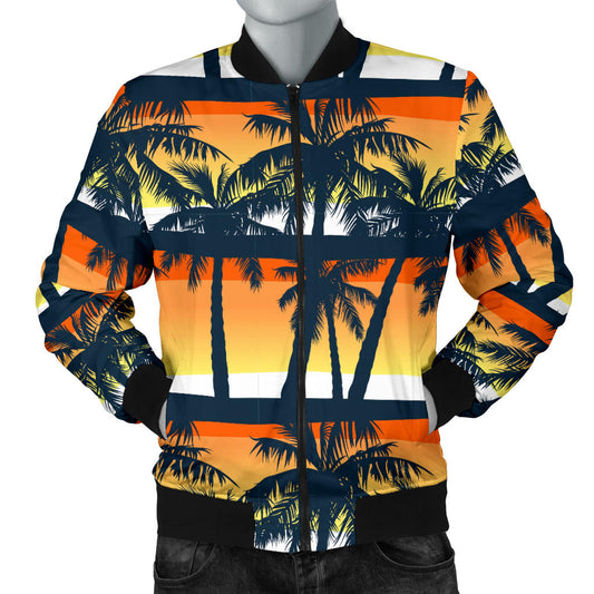Palm Tree Pattern Print Design PT011 Men Bomber Jacket
