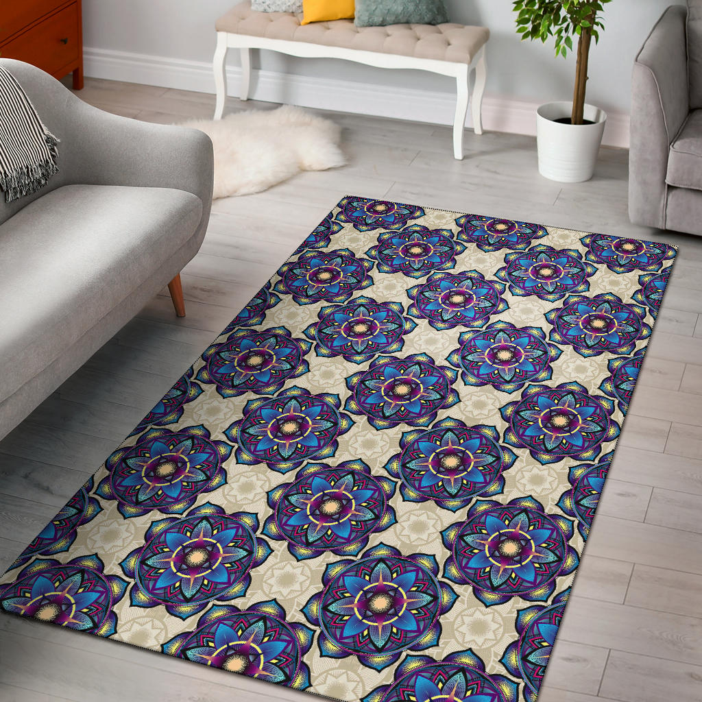 Lotus Boho Pattern Print Design LO08 Area Rugs