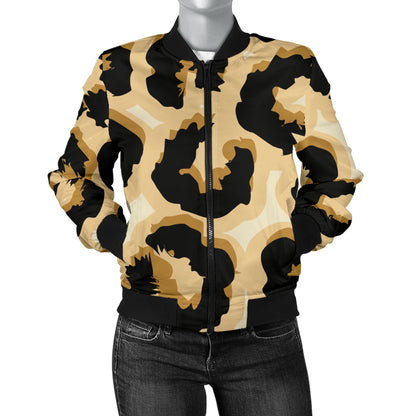 Jaguar Skin Pattern Print Design 02 Women's Bomber Jacket