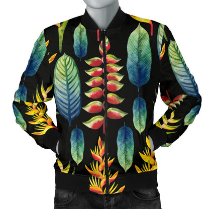 Heliconia Pattern Print Design HL03 Men Bomber Jacket