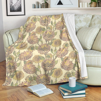 Dahlia Pattern Print Design DH09 Fleece Blanket