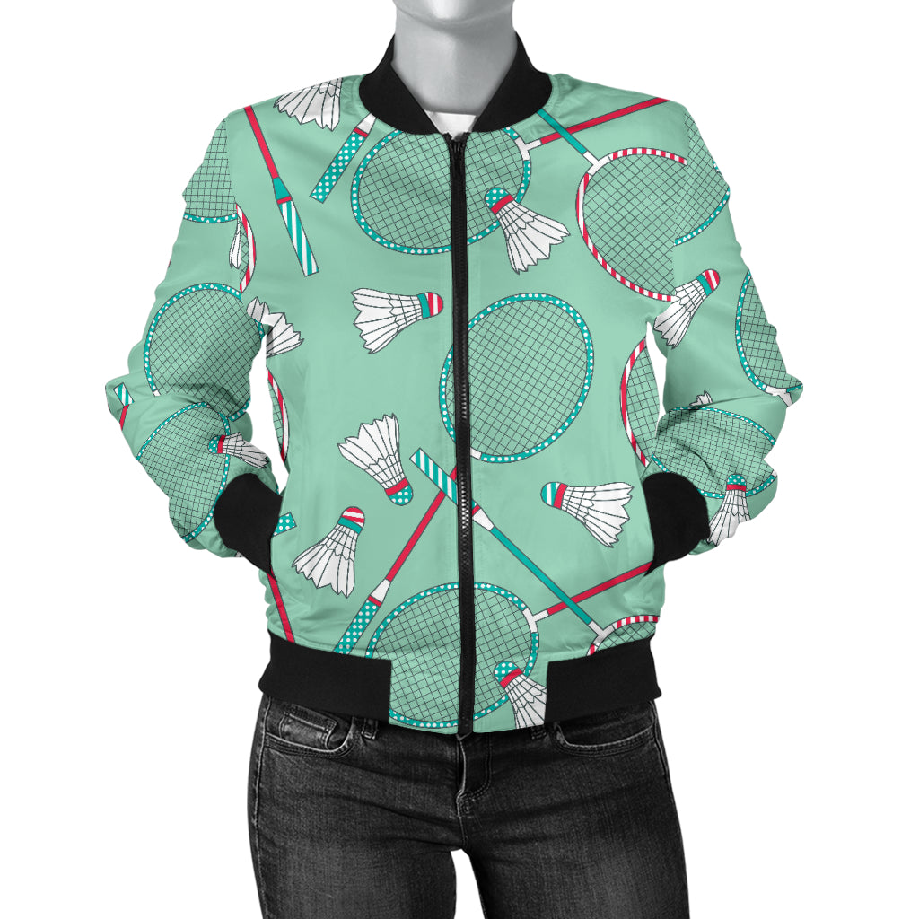 Badminton Pattern Print Design 05 Women's Bomber Jacket