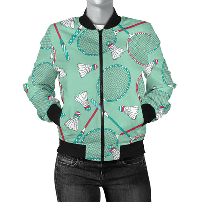 Badminton Pattern Print Design 05 Women's Bomber Jacket