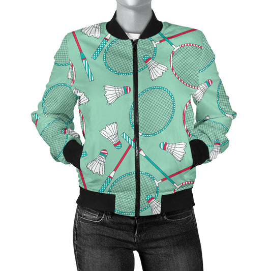 Badminton Pattern Print Design 05 Women's Bomber Jacket